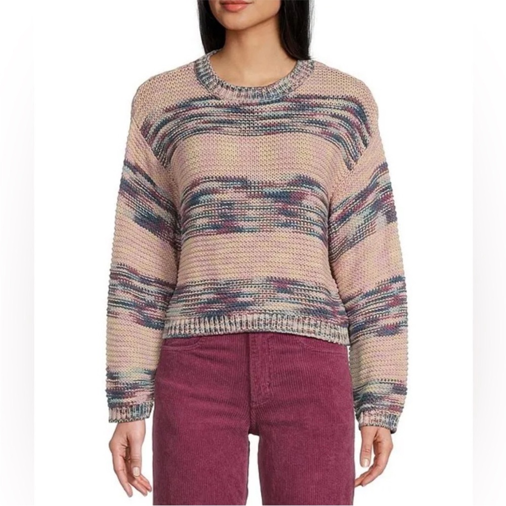 BILLABONG NWT Fade Out Space Dyed Multicolor Pullover Crewneck Striped Sweater